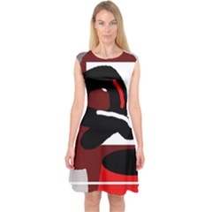 Crazy Abstraction Capsleeve Midi Dress