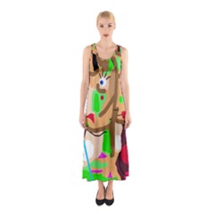 Abstract Animal Sleeveless Maxi Dress