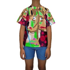 Abstract Animal Kid s Short Sleeve Swimwear