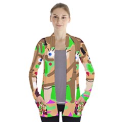 Abstract Animal Women s Open Front Pockets Cardigan(p194) by Valentinaart