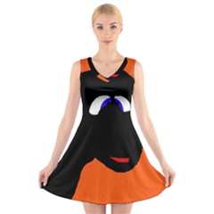 Black Sheep V-neck Sleeveless Skater Dress by Valentinaart