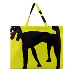 Black Dog Zipper Large Tote Bag