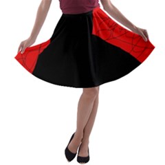 Red And Black Abstract Design A-line Skater Skirt by Valentinaart