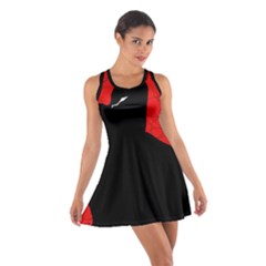 Red And Black Abstract Design Cotton Racerback Dress