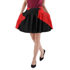 Red And Black Abstract Design A-line Pocket Skirt