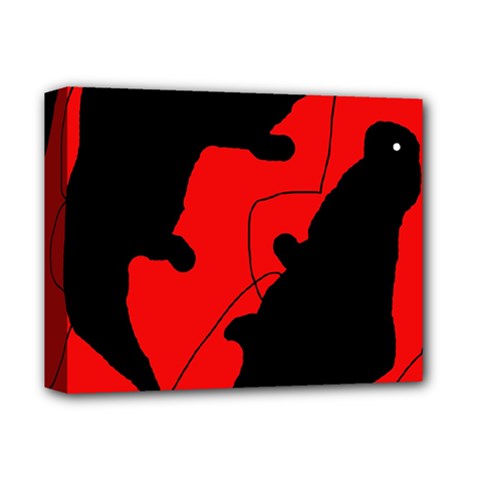 Black And Red Lizard  Deluxe Canvas 14  X 11  by Valentinaart