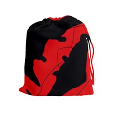 Black And Red Lizard  Drawstring Pouches (extra Large)