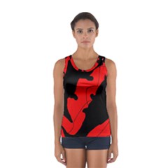 Black And Red Lizard  Women s Sport Tank Top  by Valentinaart