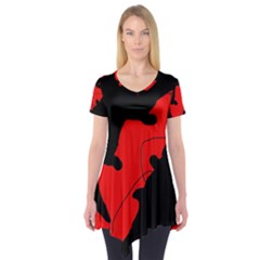 Black And Red Lizard  Short Sleeve Tunic 