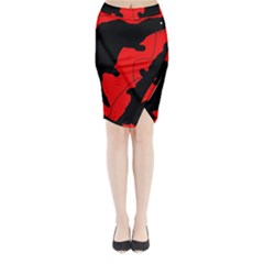 Black And Red Lizard  Midi Wrap Pencil Skirt by Valentinaart