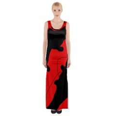 Black And Red Lizard  Maxi Thigh Split Dress