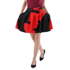 Black And Red Lizard  A-line Pocket Skirt