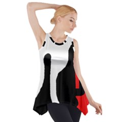 Red, Black And White Side Drop Tank Tunic