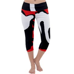 Red, Black And White Capri Yoga Leggings