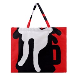 Red, Black And White Zipper Large Tote Bag