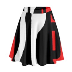 Red, Black And White High Waist Skirt