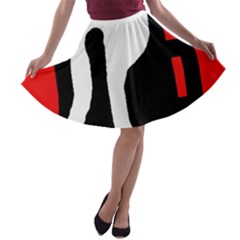 Red, Black And White A-line Skater Skirt