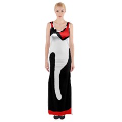 Red, Black And White Maxi Thigh Split Dress