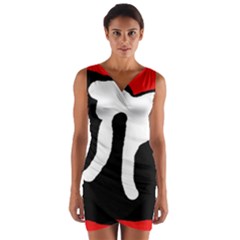 Red, Black And White Wrap Front Bodycon Dress by Valentinaart