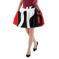 Red, Black And White A-line Pocket Skirt