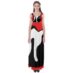 Red, Black And White Empire Waist Maxi Dress