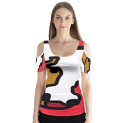 Artistic Cow Butterfly Sleeve Cutout Tee 