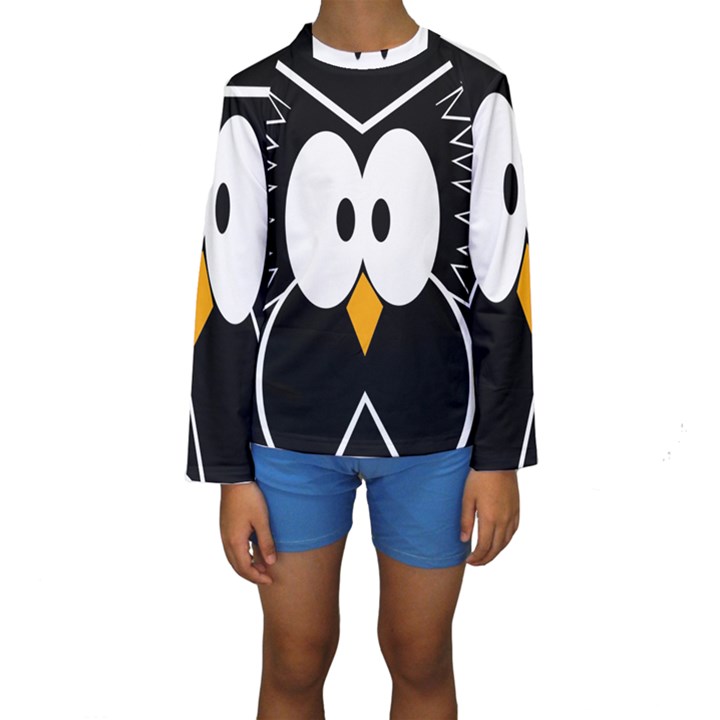 Black owl Kid s Long Sleeve Swimwear