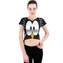 Black owl Crew Neck Crop Top View1