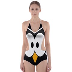 Black Owl Cut-out One Piece Swimsuit