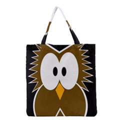 Brown Simple Owl Grocery Tote Bag by Valentinaart