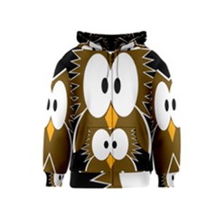 Brown Simple Owl Kids  Zipper Hoodie