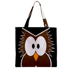 Brown Simple Owl Zipper Grocery Tote Bag by Valentinaart