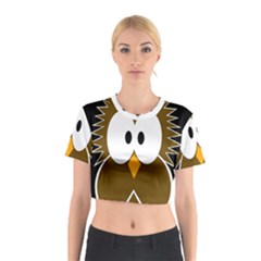 Brown Simple Owl Cotton Crop Top