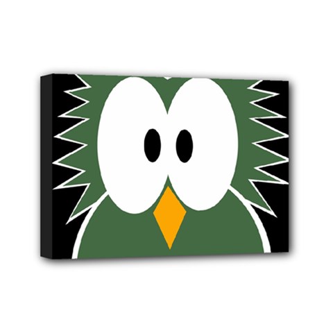 Green Owl Mini Canvas 7  X 5  by Valentinaart