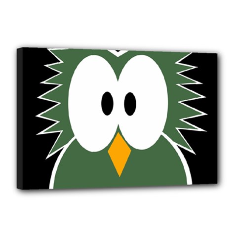 Green Owl Canvas 18  X 12  by Valentinaart