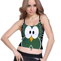 Green Owl Spaghetti Strap Bra Top by Valentinaart