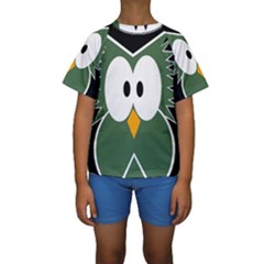 Green Owl Kid s Short Sleeve Swimwear