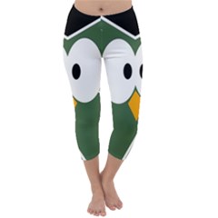 Green Owl Capri Winter Leggings  by Valentinaart