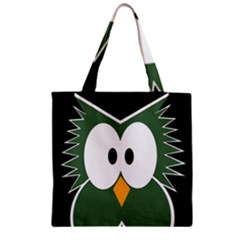 Green Owl Zipper Grocery Tote Bag by Valentinaart