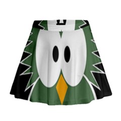 Green Owl Mini Flare Skirt