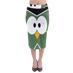 Green Owl Midi Pencil Skirt