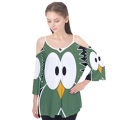 Green Owl Flutter Tees