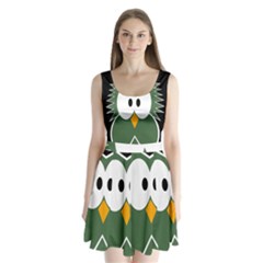 Green Owl Split Back Mini Dress 