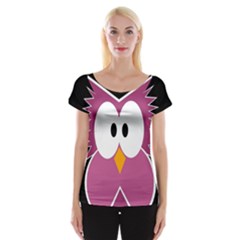 Pink Owl Women s Cap Sleeve Top by Valentinaart