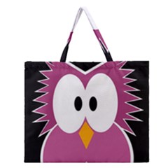 Pink Owl Zipper Large Tote Bag