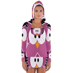 Pink Owl Women s Long Sleeve Hooded T-shirt