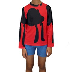 Red And Black Abstraction Kid s Long Sleeve Swimwear by Valentinaart