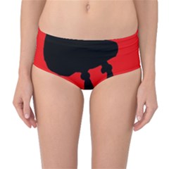 Red And Black Abstraction Mid-waist Bikini Bottoms by Valentinaart