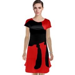 Red And Black Abstraction Cap Sleeve Nightdress by Valentinaart