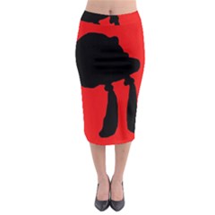 Red And Black Abstraction Midi Pencil Skirt by Valentinaart